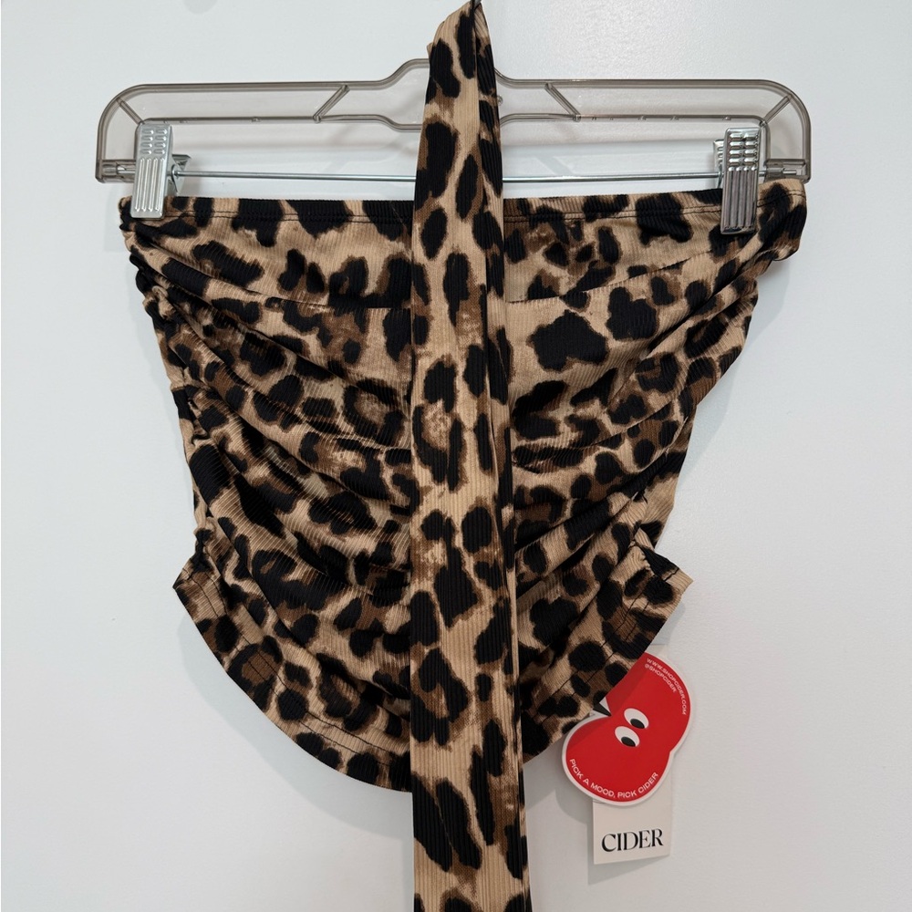 Cider Cheetah Print Ruched Tube Top